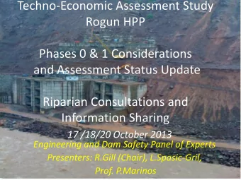 Techno-Economic Assessment Study  Rogun HPP  Phases 0 &amp; 1 Considerations  and Assessment Status
