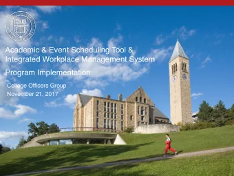 Academic &amp; Event Scheduling Tool &amp;  Integrated Workplace Management System  Program