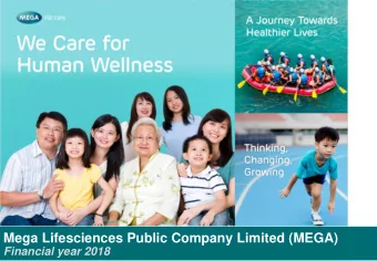 Mega Lifesciences Public Company Limited (MEGA)  Financial year 2018  Disclaimer  The presentation
