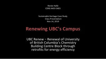 Renewing UBCs Campus UBC Renew  Renewal of University  of British Columbias Chemistry