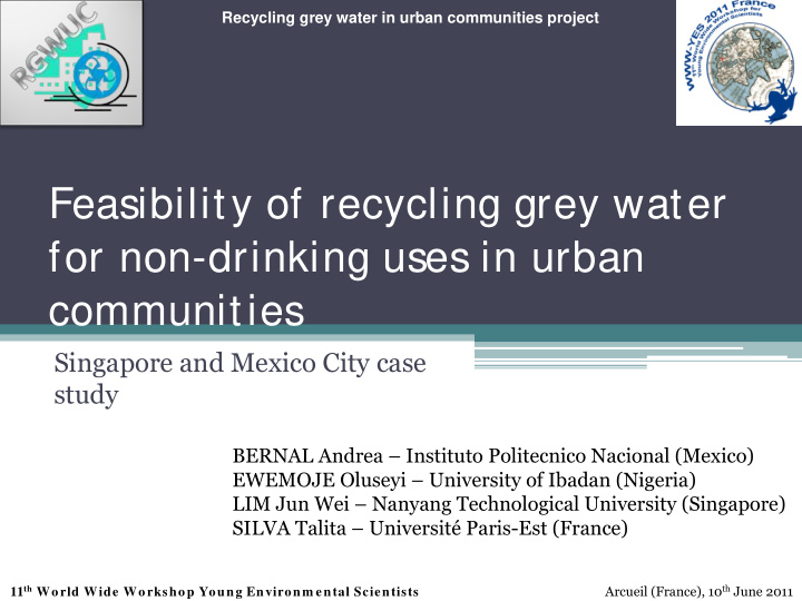 feasibility of recycling grey water for non drinking uses