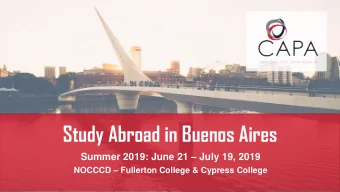 Study Abroad in Buenos Aires  Summer 2019: June 21  July 19, 2019  NOCCCD  Fullerton College