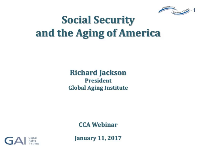and the aging of america