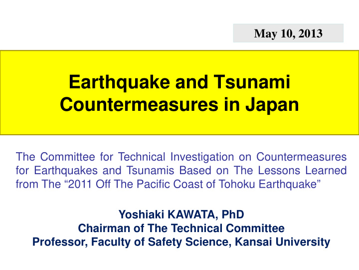 earthquake and tsunami countermeasures in japan