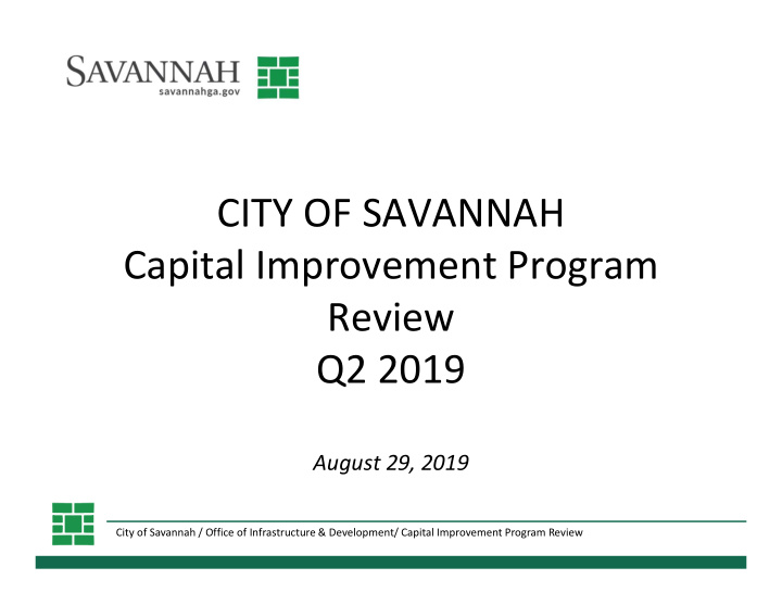city of savannah capital improvement program review q2