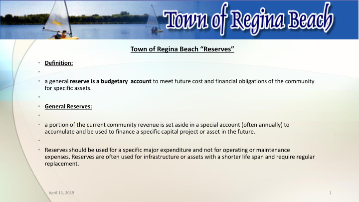 town of regina beach reserves