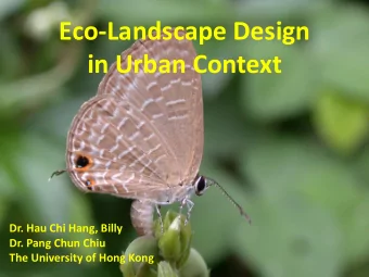 in Urban Context  Dr. Hau Chi Hang, Billy  Dr. Pang Chun Chiu  The University of Hong Kong