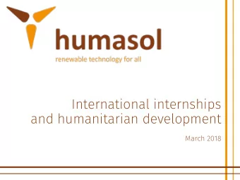 International internships  and humanitarian development  March 2018  Introduction Willem-Jan