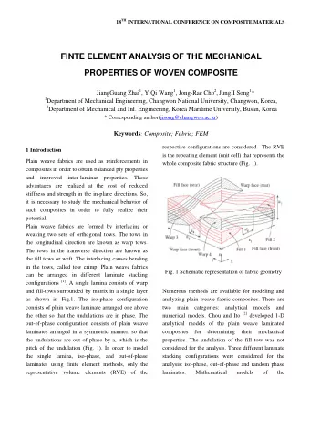 FINTE ELEMENT ANALYSIS OF THE MECHANICAL  PROPERTIES OF WOVEN COMPOSITE JiangGuang Zhai 1 , YiQi