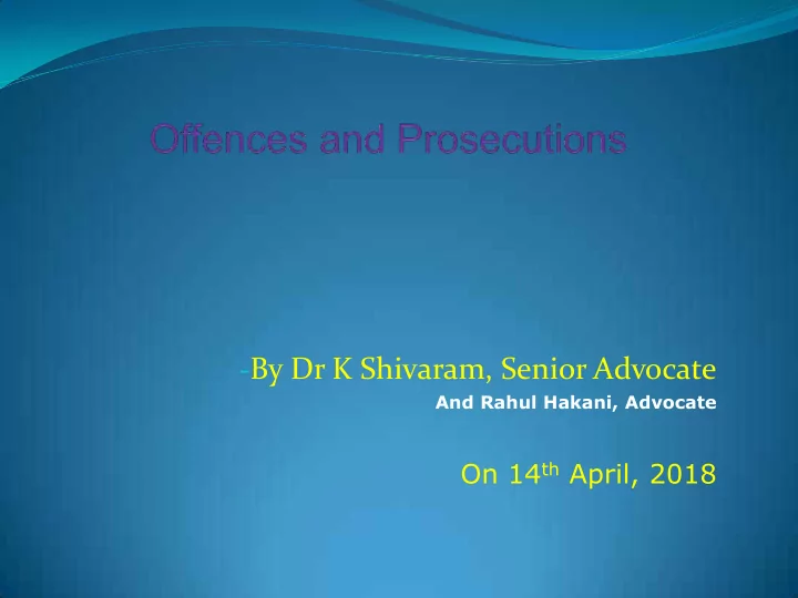 by dr k shivaram senior advocate