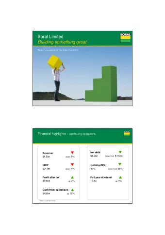Boral Limited  Building something great  Results Presentation for the Year Ended 30 June 2010