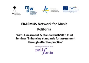 Polifonia ' ' WG1'Assessment'&amp;'Standards/INVITE'Joint !