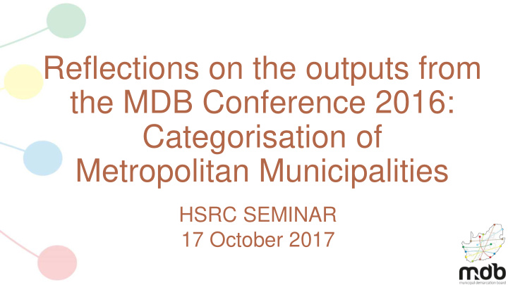 the mdb conference 2016 categorisation of