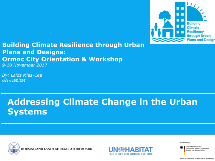 addressing climate change in the urban systems