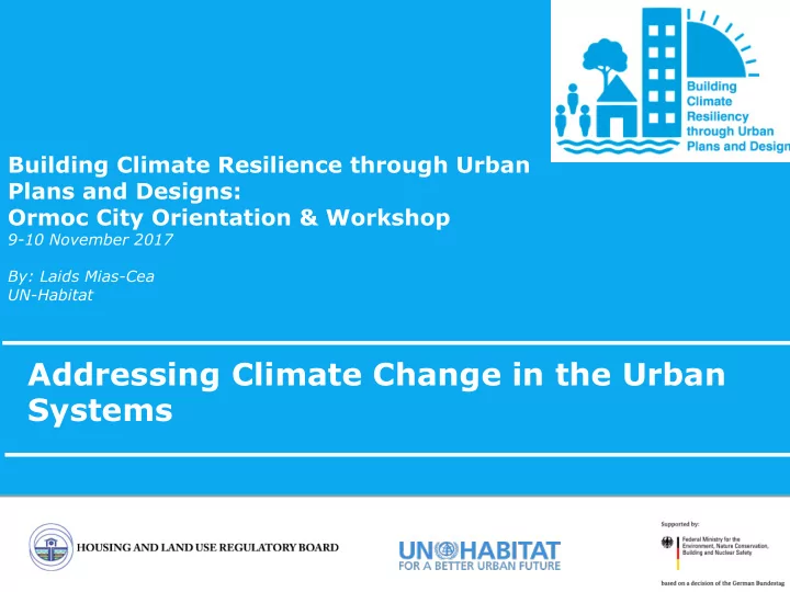 addressing climate change in the urban systems
