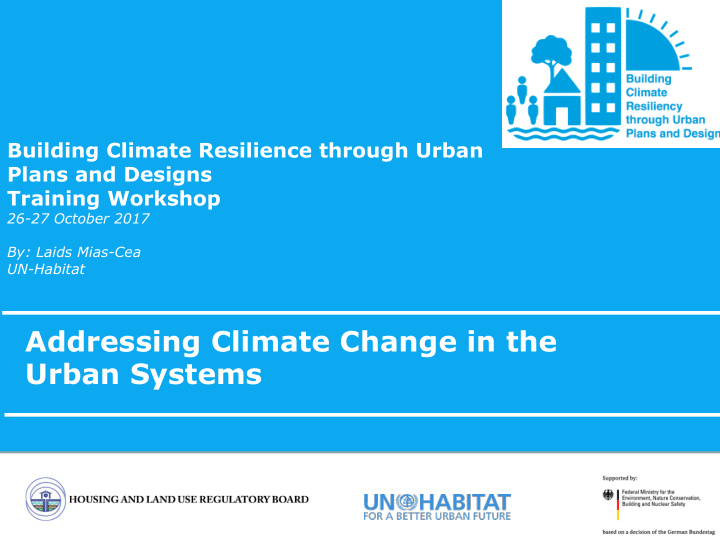 addressing climate change in the urban systems