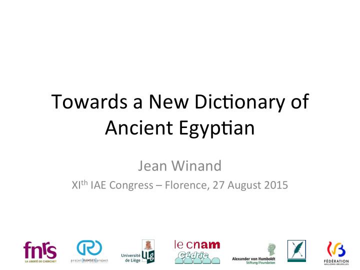 towards a new dic onary of ancient egyp an