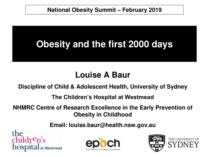 obesity and the first 2000 days