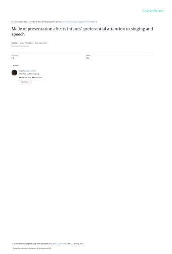 Mode of presentation affects infants' preferential attention to singing and  speech Article in