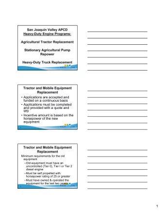 1   Minimum requirements for the new equipment   10 year contract established   The