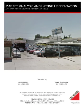 Market  t Analysis  is and Listing  ting Pr  Present  ntation  ation 2204 West Burbank Boulevard