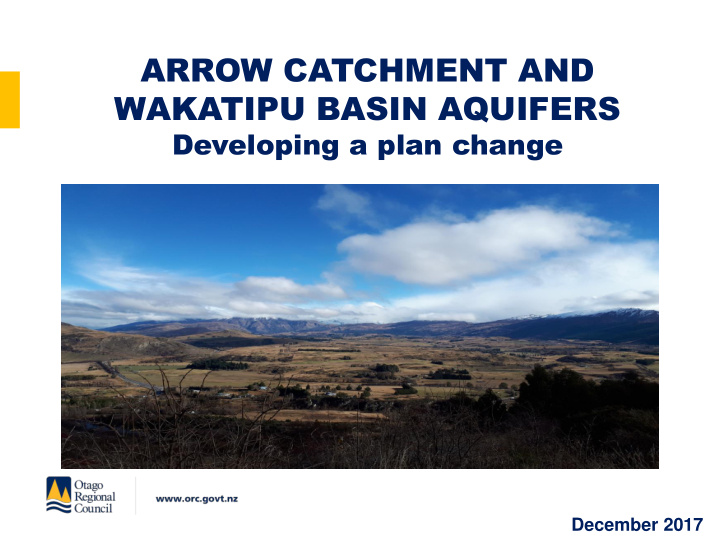 arrow catchment and wakatipu basin aquifers