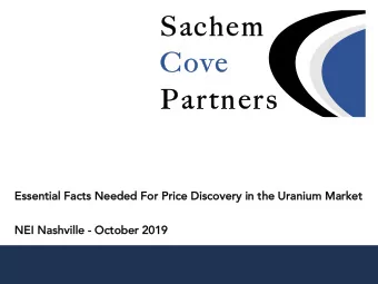 Sa  Sachem  Co  Cove  ve  Pa  Partners  Essential Facts Needed For Price Discove  very  y in the
