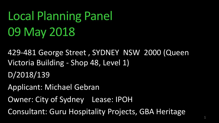 local planning panel 09 may 2018