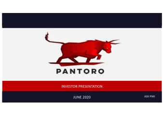 Click to edit Master title style  INVESTOR PRESENTATION  ASX:PNR  JUNE 2020  IMPORTANT NOTICES