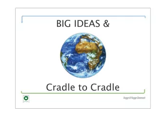 BIG IDEAS &amp;  Cradle to Cradle  A NEW GEOLOGICAL EPOCH  Humans have changed the planet so much