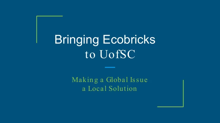 bringing ecobricks to uofsc
