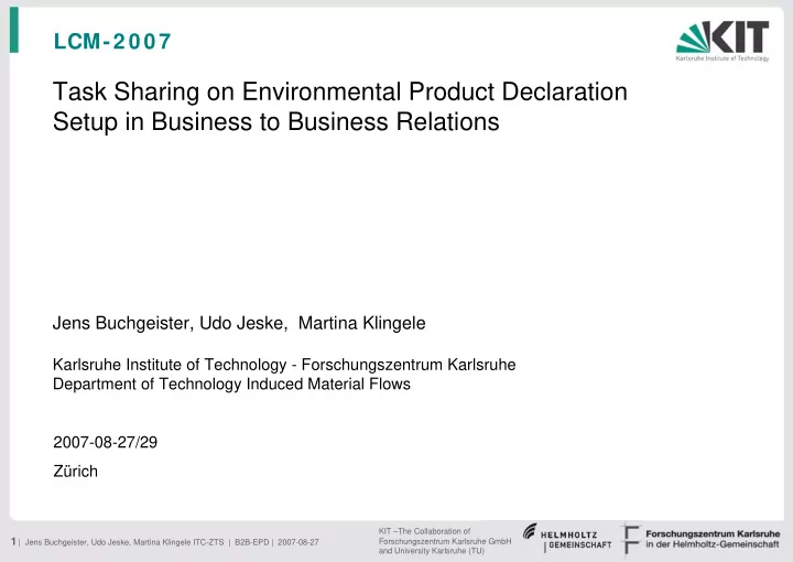 task sharing on environmental product declaration setup
