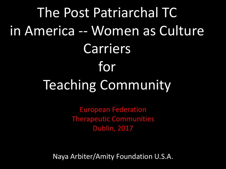 the post patriarchal tc in america women as culture
