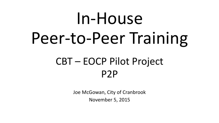 peer to peer training