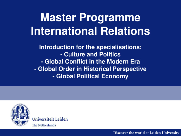 master programme international relations