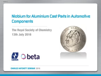 Nio  iobiu  ium  m for Alumi  mini  nium  um Cast  st Parts  s in  in Au  Automo  motiv  ive  e