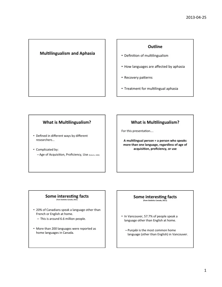 outline mul lingualism and aphasia