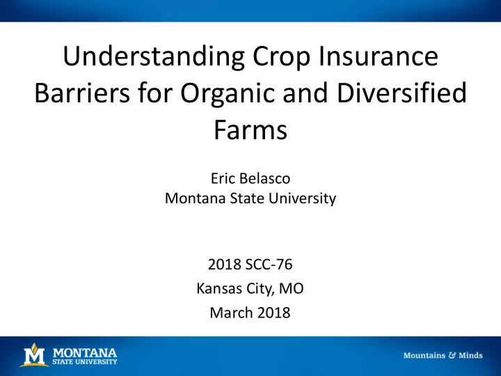 understanding crop insurance barriers for organic and