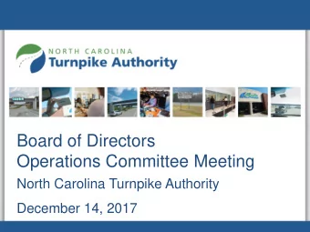 Board of Directors  Operations Committee Meeting  North Carolina Turnpike Authority  December 14,