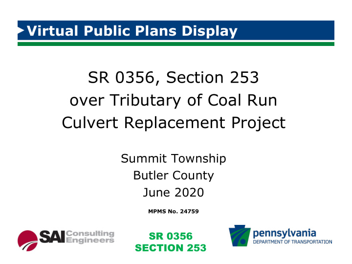 sr 0356 section 253 over tributary of coal run culvert