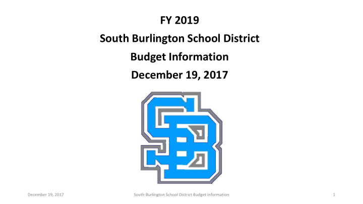 fy 2019 south burlington school district budget
