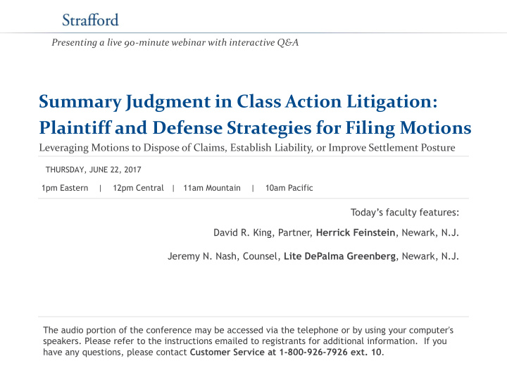 summary judgment in class action litigation plaintiff and