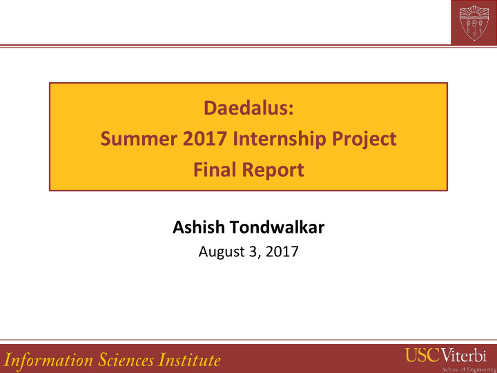 daedalus summer 2017 internship project final report