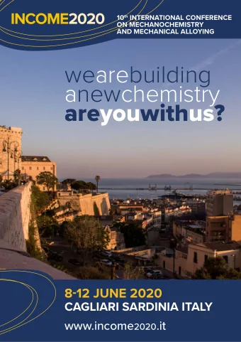 wearebuilding  anewchemistry  areyouwithus?  8-12 JUNE 2020  CAGLIARI SARDINIA ITALY www.income