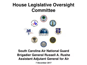 House Legislative Oversight  Committee  South Carolina Air National Guard  Brigadier General