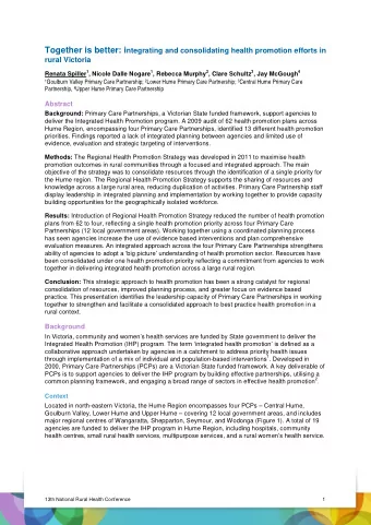 Methods  The aim of RHPS was to reduce the number of health promotion priorities being addressed by