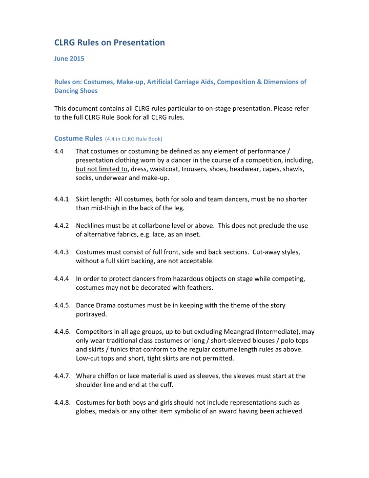 clrg rules on presentation