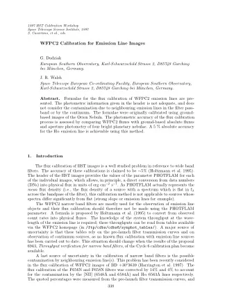 WFPC2 Calibration for Emission Line Images  G. Dudziak  European Southern Observatory,