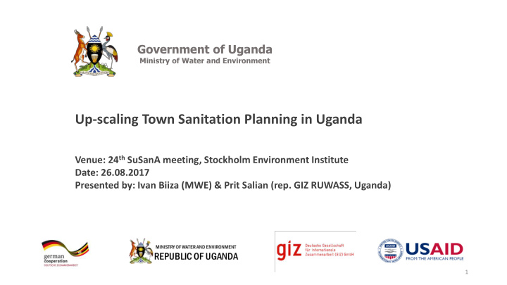 up scaling town sanitation planning in uganda