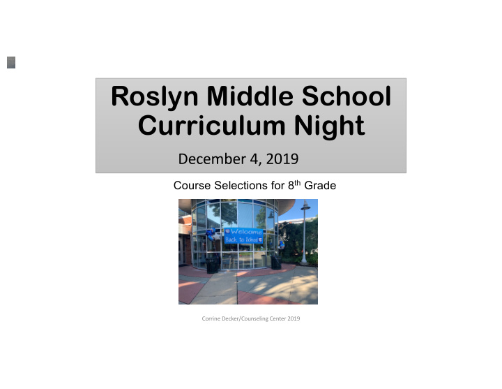 roslyn middle school curriculum night